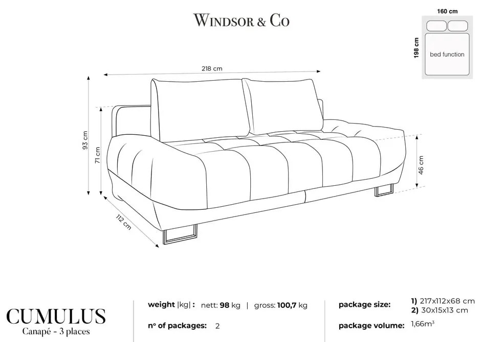 Divano letto verde a tre posti Cumulus - Windsor &amp; Co Sofas