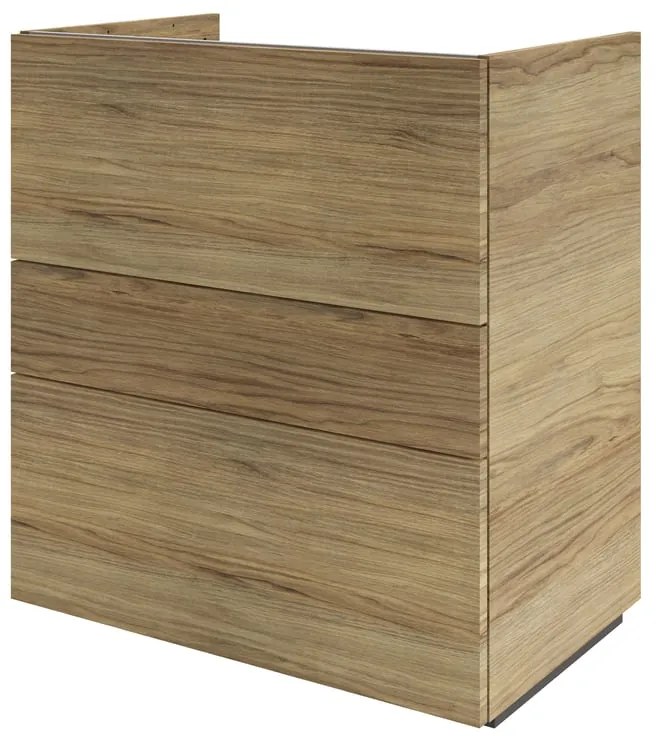 Mobile da bagno a terra L 75 x H 84 x P 48 cm rovere miele, 3 cassetti Apertura push-pull SENSEA Neo Line, Maniglie acquistabili separatamente