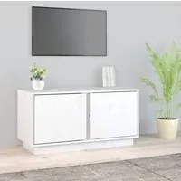 Mobile Porta TV Bianco 80x35x40,5 cm in Legno Massello di Pino cod mxl 26286