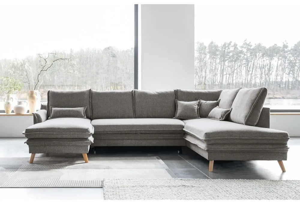 Divano letto angolare grigio (angolo destro/"U") Charming Charlie - Miuform