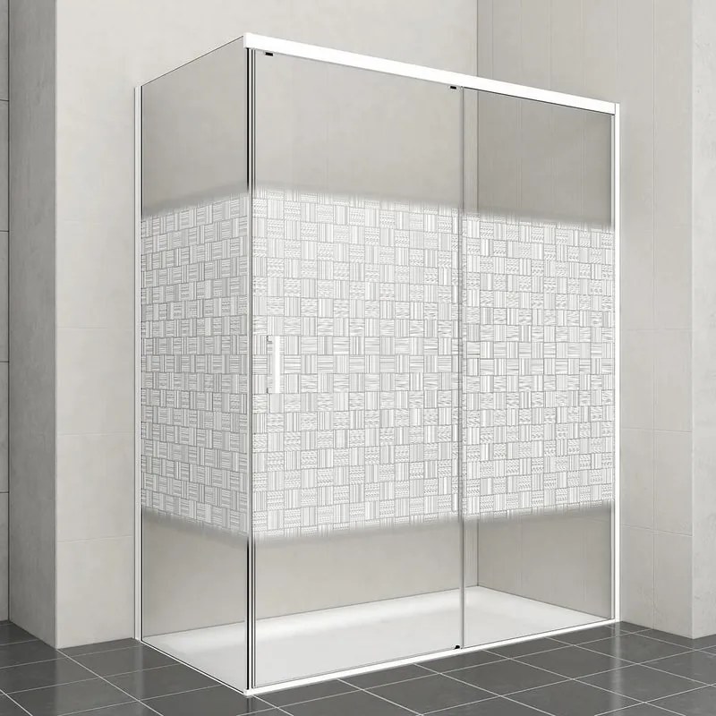 Porta doccia scorrevole L 158-159.5 cm x H 200 cm per nicchia in vetro smerigliato SP. 6 mm, profilo opaco bianco, serie Jazz