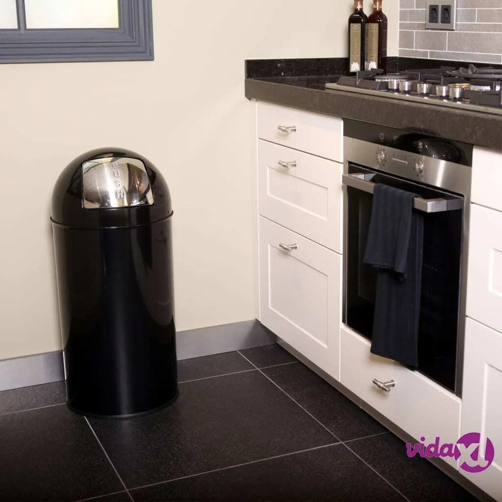 EKO Pattumiera con Coperchio a Pressione 40 L Nera