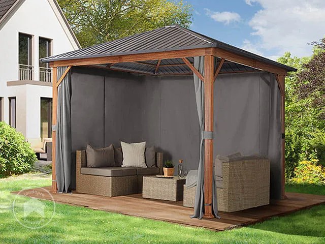 TOOLPORT Gazebo da giardino Forest Superior loft grigio, 3x3 m look rovere - (300184)