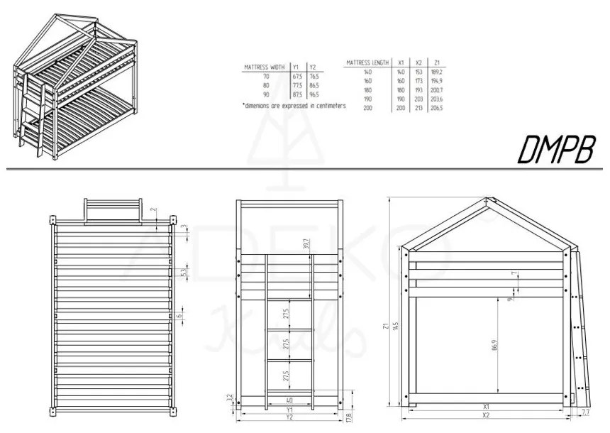 Casa/pavimento letto per bambini in legno di pino 90x200 cm in colore naturale Mila DMPB - Adeko