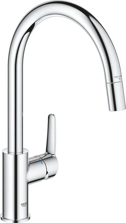 Rubinetto da cucina con doccetta a collo di cigno Start Clova Quickfix argento cromato lucido GROHE