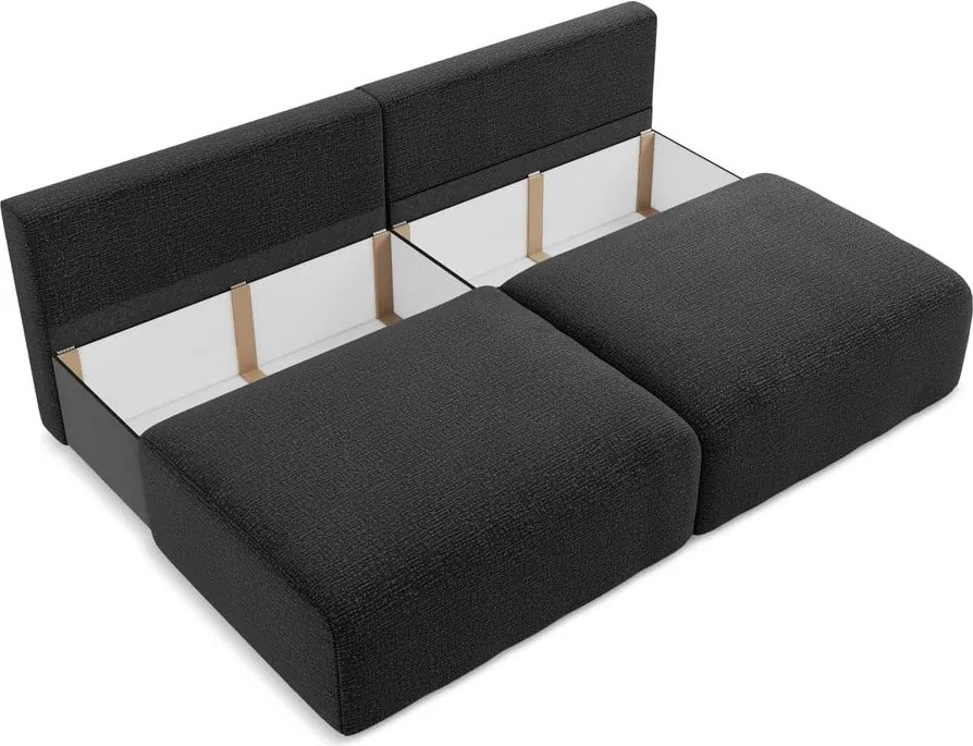 Divano nero allungabile/con contenitore 216 cm Kalena – Makamii