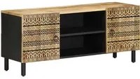 Mobile Porta TV Nero 105x33,5x46 cm Legno Massello Mango Grezzo 4018628