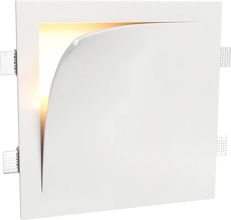 Applique da Incasso E14 FOLD Quadrata in Gesso Pitturabile