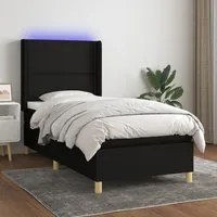 Letto a Molle con Materasso e LED Nero 90x190 cm in Tessuto cod mxl 57079