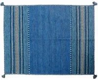 Tappeto moderno Kansas, stile kilim, 100% cotone, blu, 160x90cm