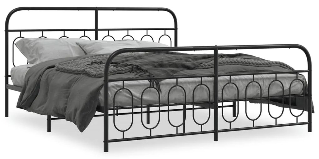 Giroletto Senza Materaso Con Pediera İn Metallo Nero 160x200 Cm /