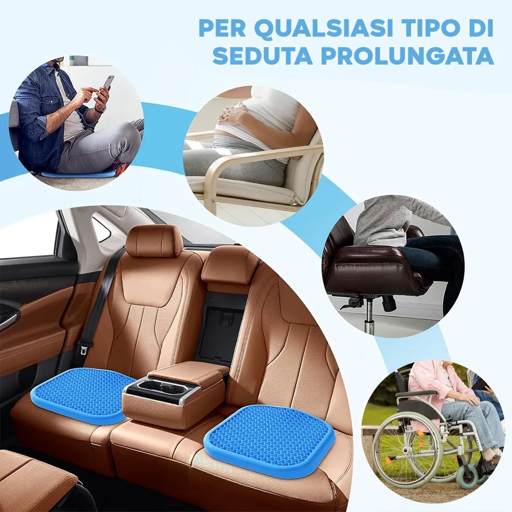 Cuscino Gel per Sedute Prolungate 37x30x4 cm Ergonomico...