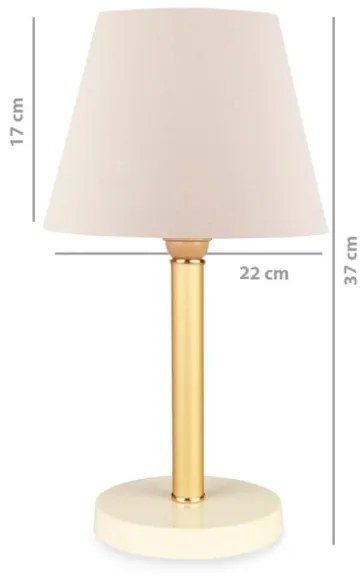 Lampada Da Tavolo 22x37 Cm Design Moderno Paralume Crema Piede Oro Lara