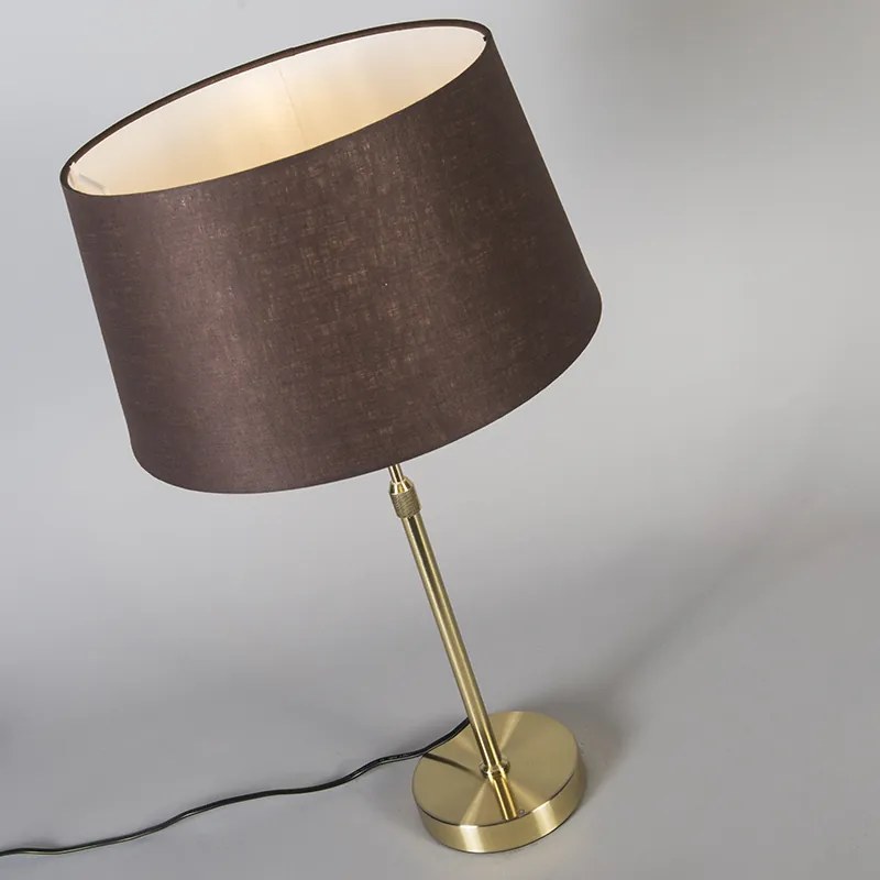 Lampada da tavolo oro/ottone con paralume marrone 35 cm regolabile - Parte