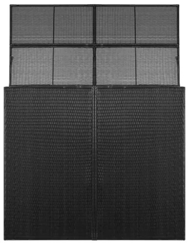 Copribidone Doppio per Spazzatura Nero 153x78x120 cm Polyrattan