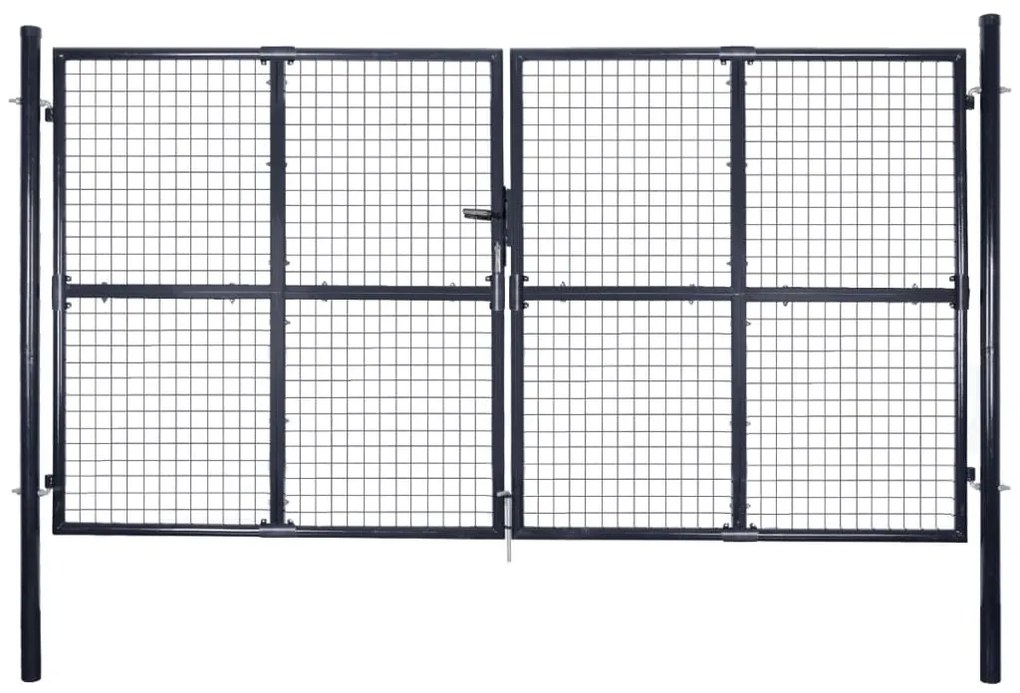 Cancello Per Giardino Rete İn Acciaio Zincato 289x175 Cm Grigio /