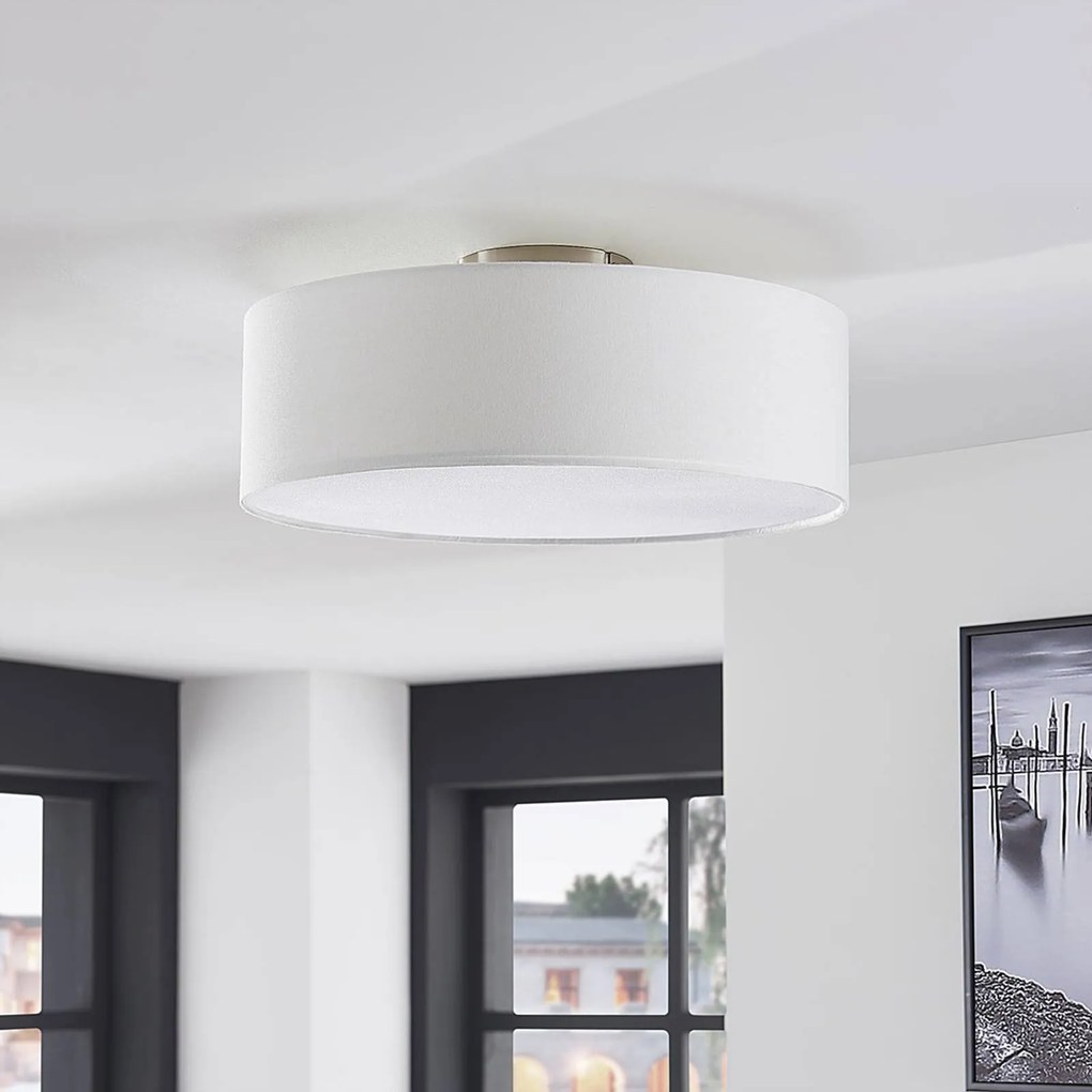 Lindby Sebatin - lampada da soffitto, tessuto color crema
