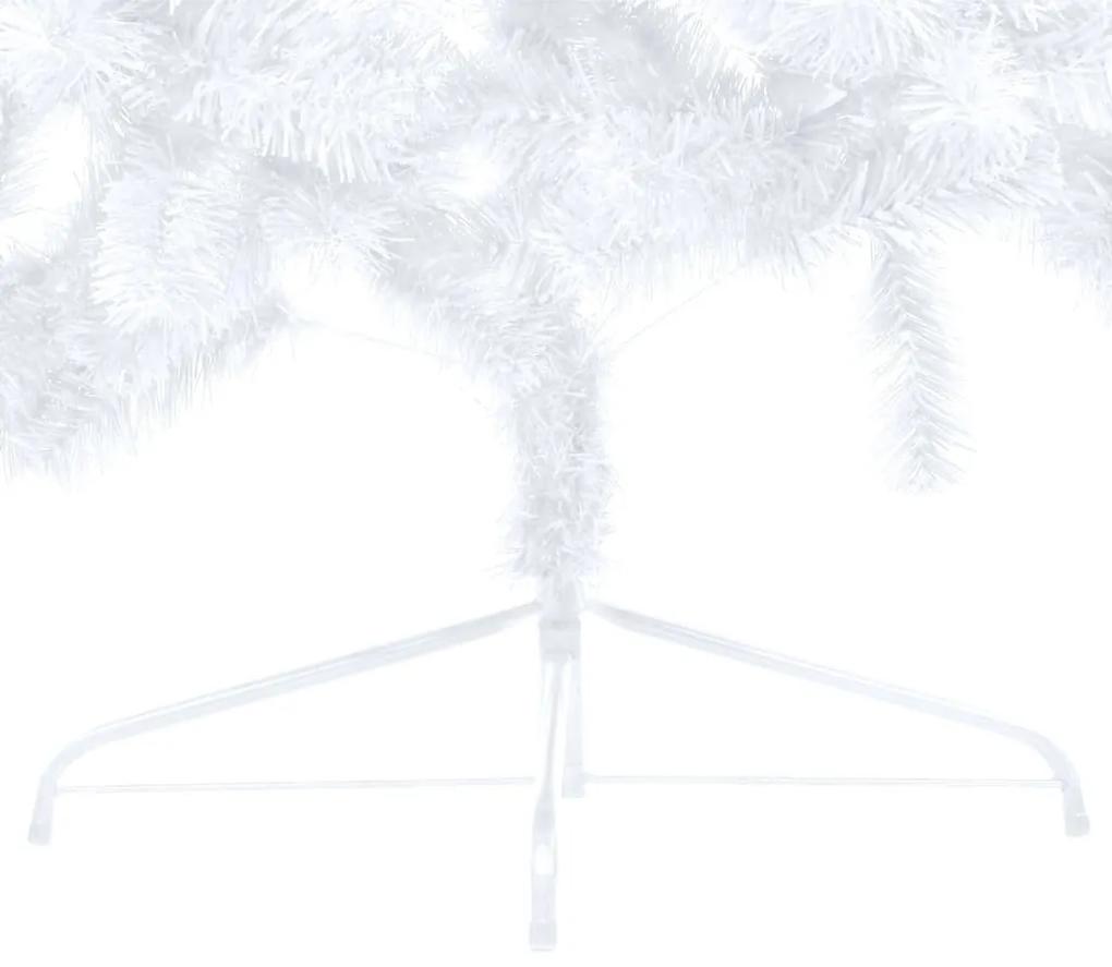 Albero di Natale a Metà Preilluminato con Palline Bianco 180 cm