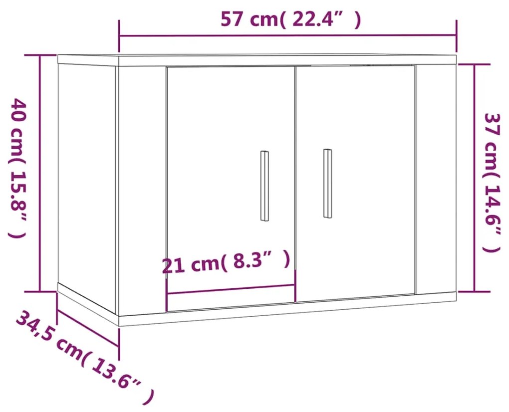 Mobile Porta TV a Parete Nero 57x34,5x40 cm