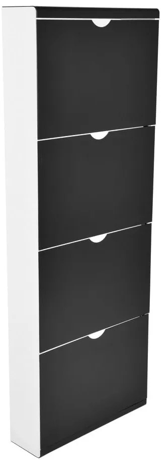 Scarpiera nera in metallo con ante ribaltabili 51x138x16 cm – Household Pleasure