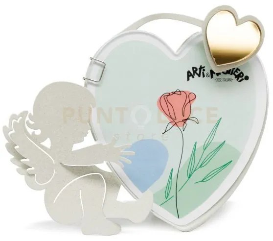 Porta foto angioletto decorato avorio in ferro 16x14cmh(11x11cm,for...
