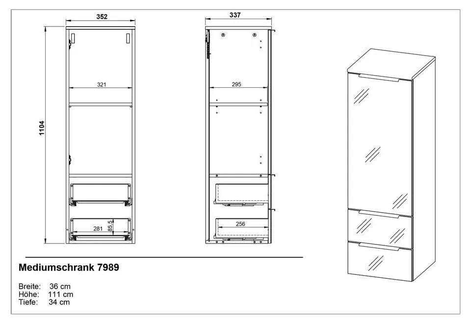 Mobile bagno alto sospeso grigio 36x111 cm Vasio - Germania