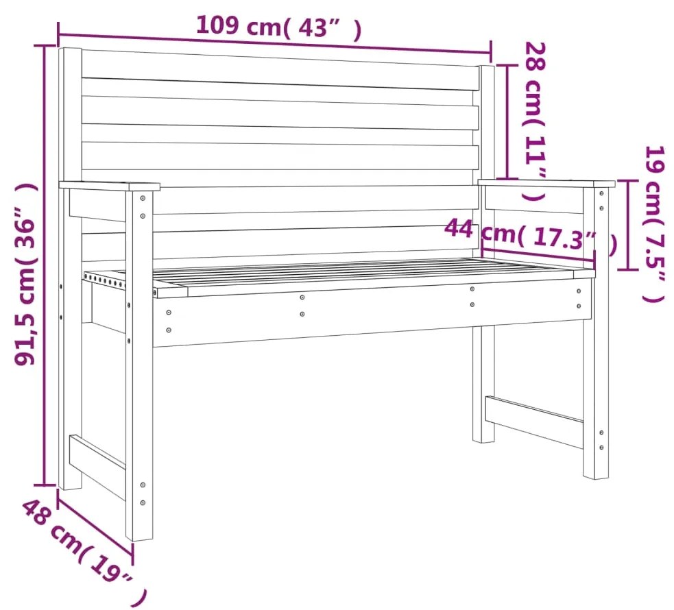 Panca da Giardino Grigia 109x48x91,5 cm Legno Massello di Pino