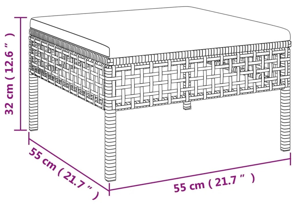 Set Divani da Giardino 6 pz con Cuscini in Polyrattan Grigio