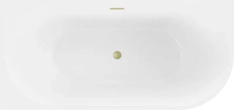 Mexen Mia vasca da bagno freestanding angolare sinistra 160 x 75 cm, bianca, troppopieno dorato spazzolato - 52691607500L-55