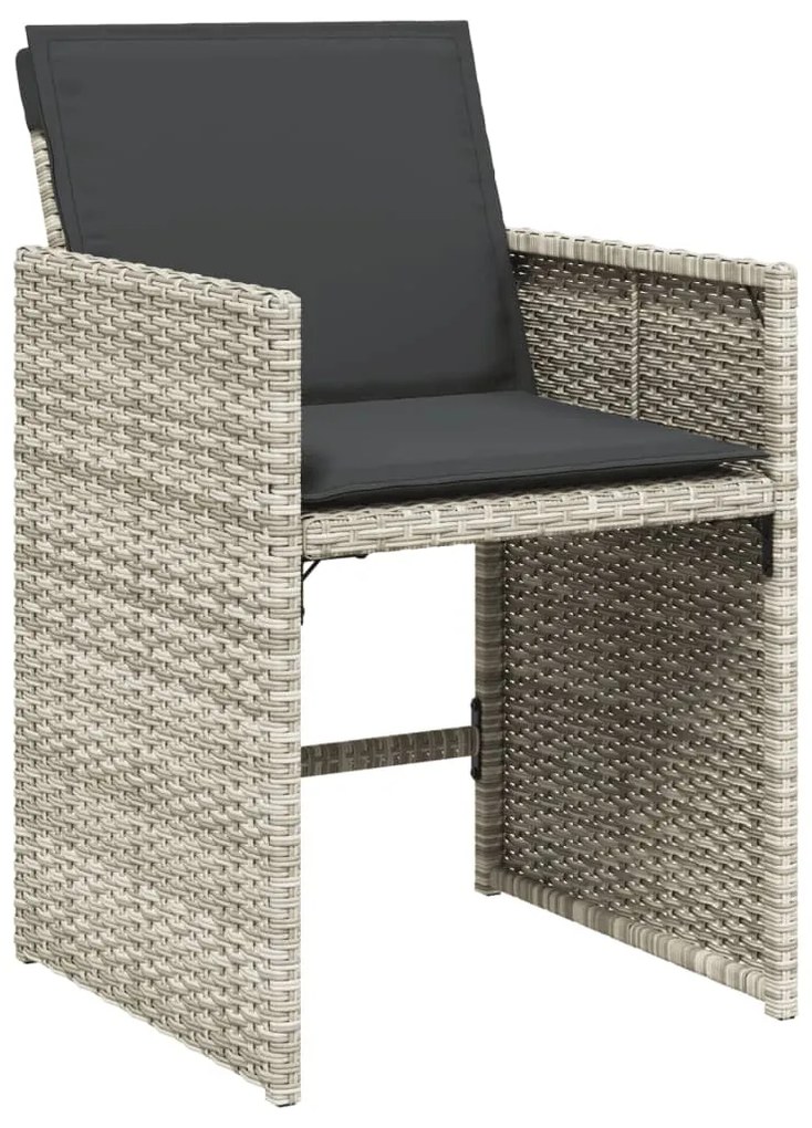 Set pranzo da giardino 9pz con cuscini grigio chiaro polyrattan