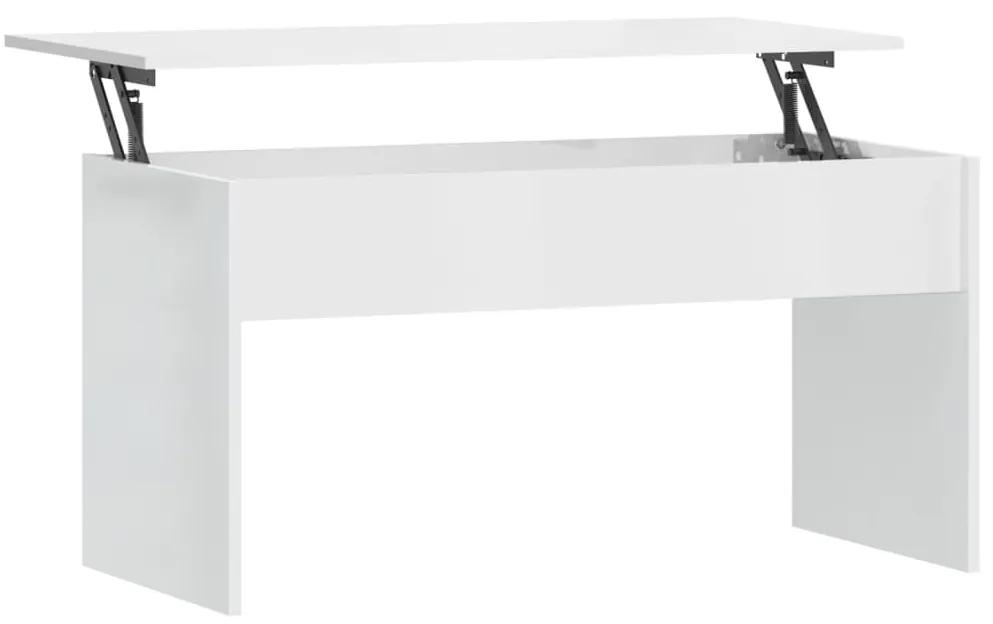 Tavolino bianco lucido 102x50,5x52,5 cm in legno multistrato