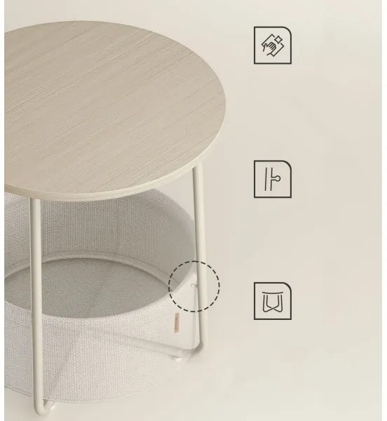 Tavolino d'appoggio NOIRA crema/bianco