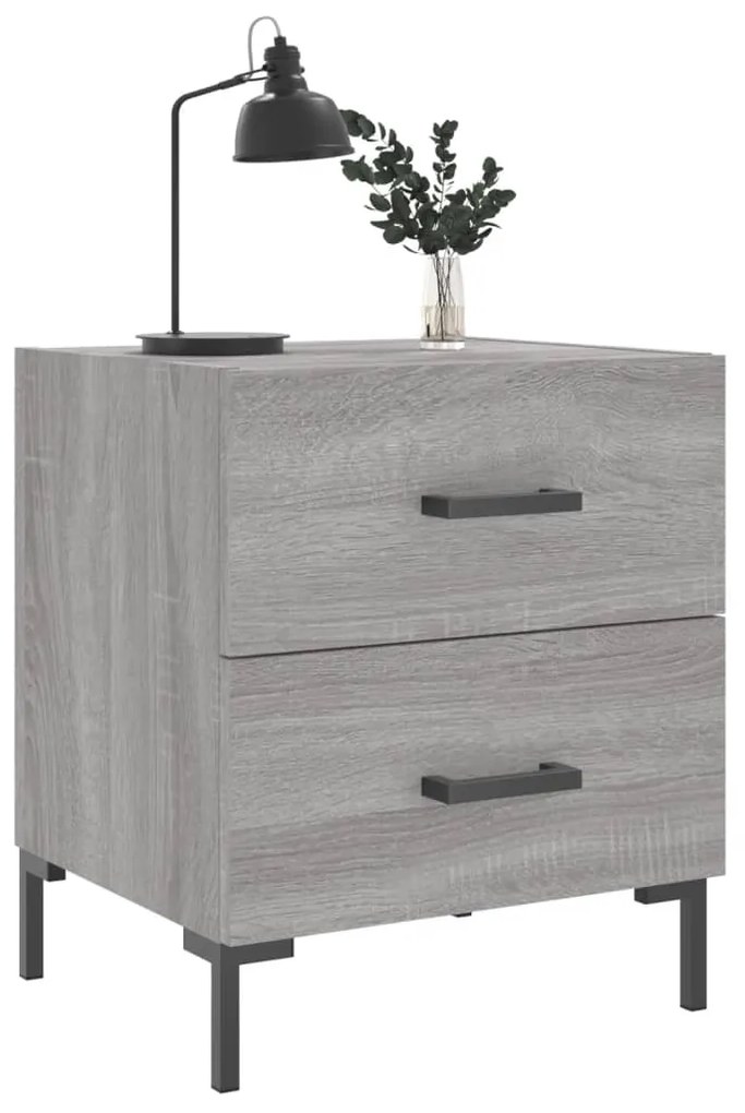 Comodini 2 pz grigio sonoma 40x35x47,5 cm in legno multistrato