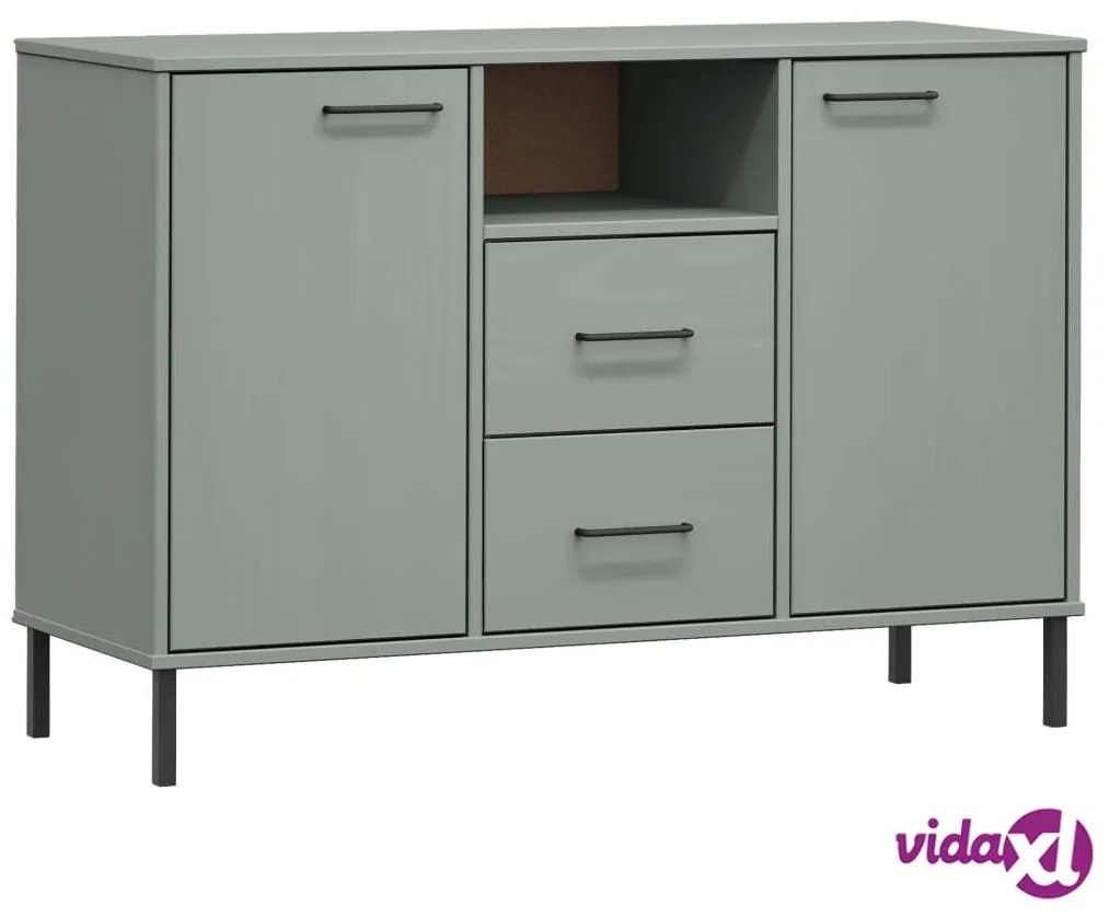 vidaXL Credenza Gambe Metallo Grigio 113x40x77 cm Legno Massello OSLO