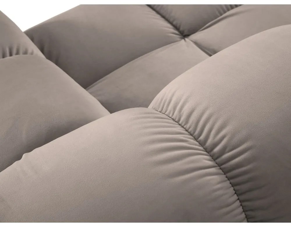 Divano angolare componibile in marrone chiaro (con penisola a sinistra/a U) con rivestimento in velluto Bellis – Micadoni