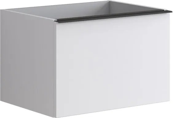 Cassettiera Pixel con 2 cassetti  frontale plain laccato opaco bianco e maniglia alluminio nero opaco L60 x H40 x P45,5 cm