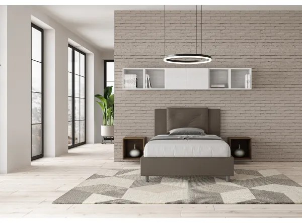 Letto una piazza e mezza senza rete imbottito 120x200 similpelle cappuccino Appia