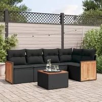 Set Divano da Giardino 6 pz con Cuscini Nero in Polyrattancod mxl 88114