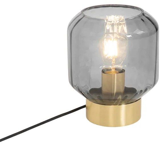 Lampada da tavolo moderna in ottone con vetro fumé - Stiklo