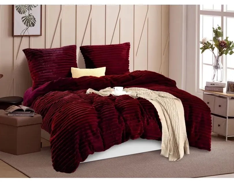 Lenzuola di peluche - bordeaux 2 parti: 1 pezzo 160x200 + 1 pezzo 70x80