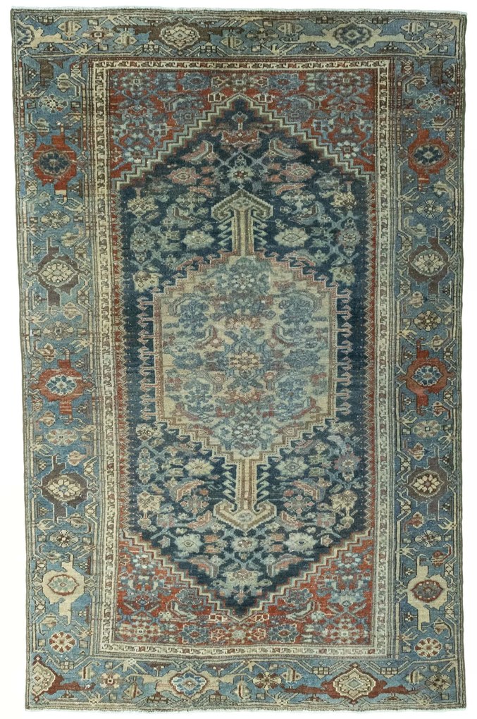 Hamedan Tappeto 200x130 Blu (Iran) Annodato A Mano