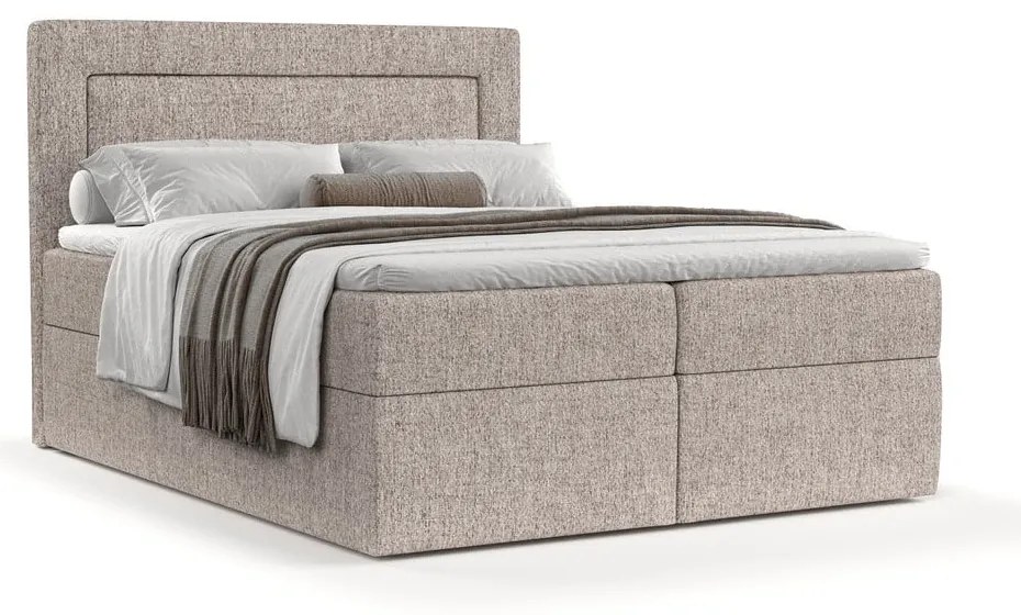 Letto boxspring marrone chiaro con contenitore 160x200 cm Imagine - Maison de Rêve