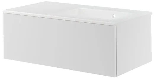 Mobile da bagno sotto lavabo SENSEA Neo bianco laccato L 90 x H 32 x P 48 cm 1 cassetto, lavabo non incluso