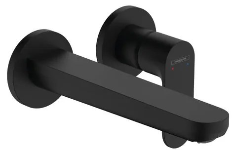Rubinetto per lavabo a canna media getto laminare cristallino Rebris S nero verniciato opaco HANSGROHE H 11.5 cm