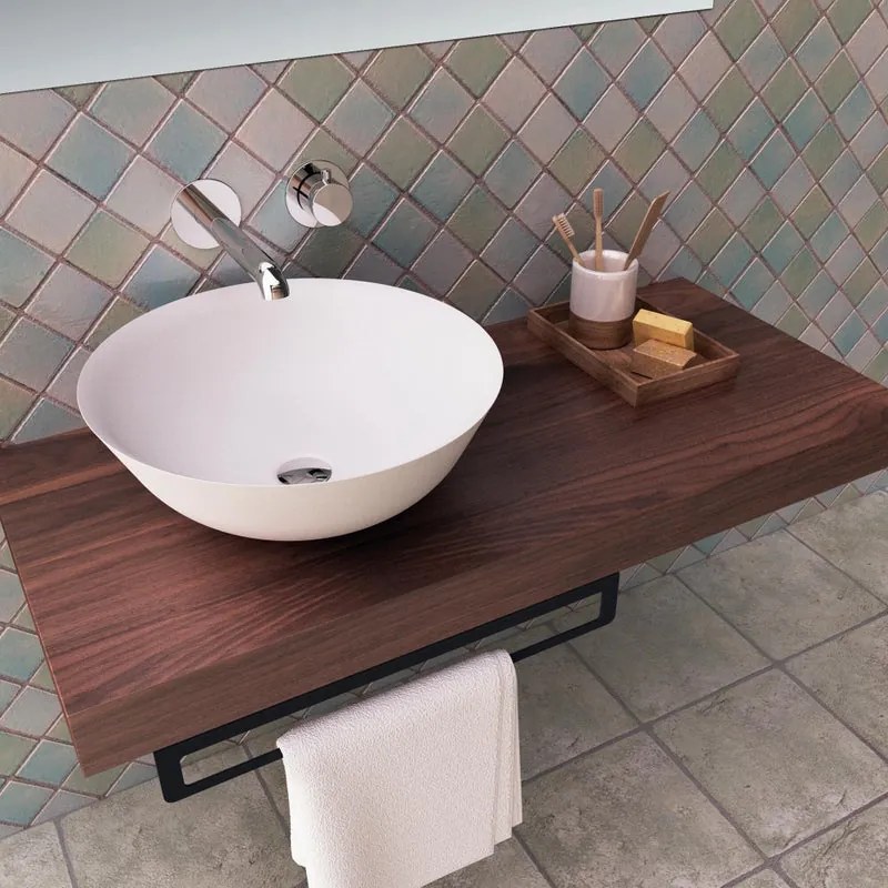 Lavabo da appoggio Nil SANYCCES tondo in resina bianco opaco piletta non inclusa