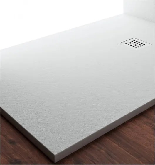 Piatto doccia in mineralmarmo 70x120 cm bianco effetto pietra con griglia e piletta sifonata