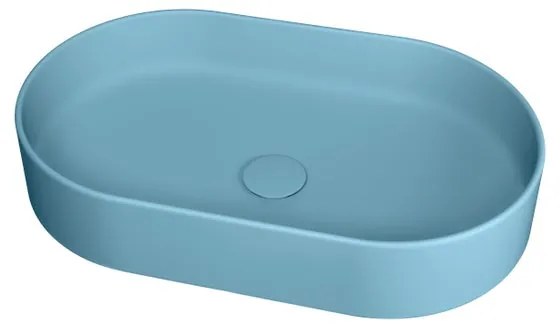 Lavabo da appoggio Smash ovale in ceramica L 60 x H 14 x P 20 cm blu