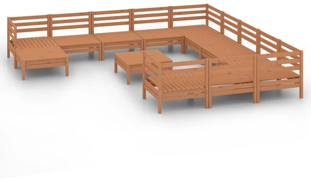 Set Salotto da Giardino 13 pz Miele in Legno Massello di Pino