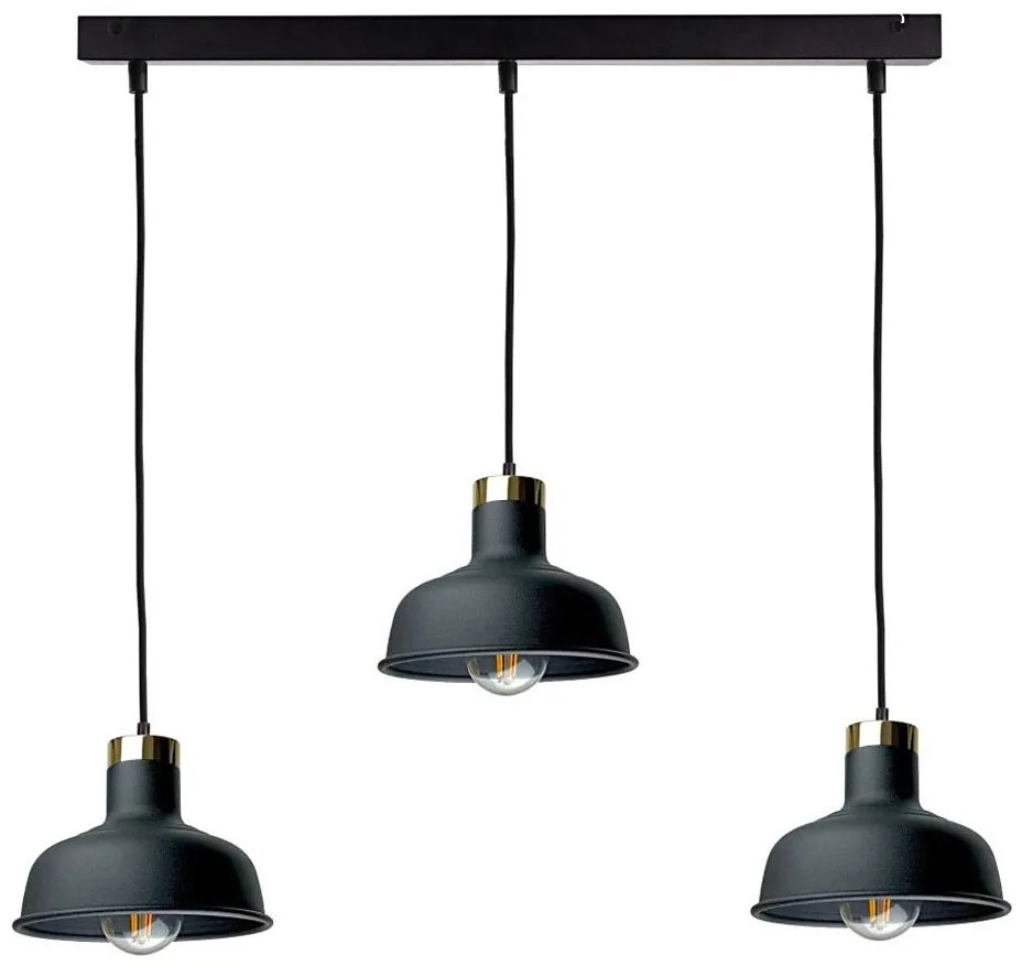 Lampadario a sospensione con filo HEBE 3xE27/60W/230V nero