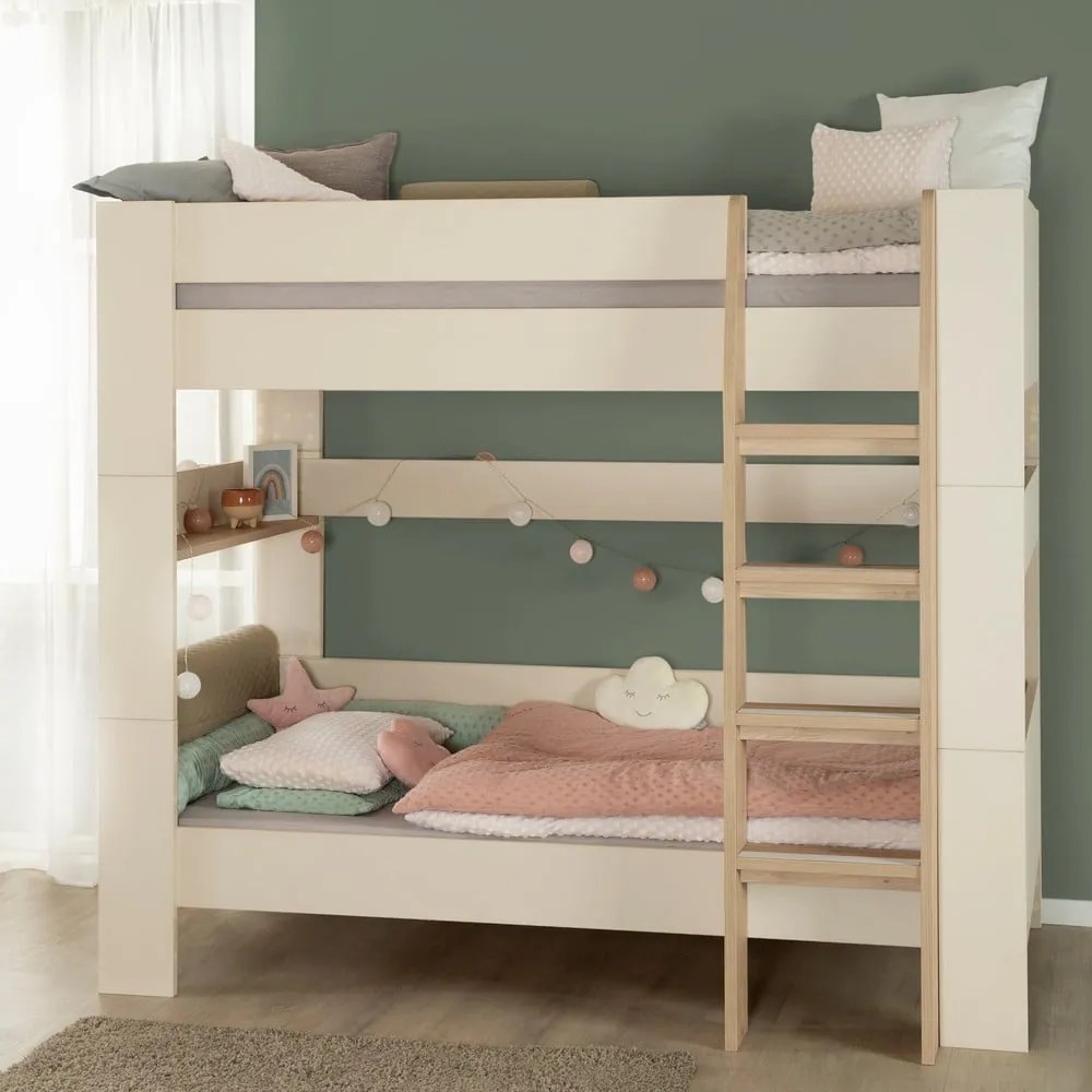 Letto da bambini a castello beige rete non inclusa 90x200 cm Double – Roba